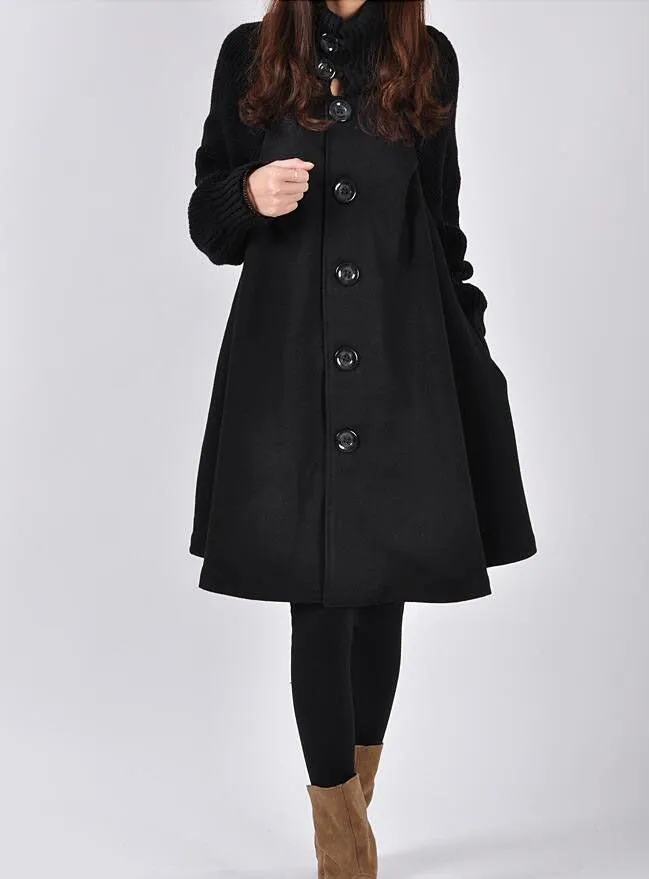 Winter Plus Size Women's Mid-length Loose Wool Overcoat Red/Black/Gray