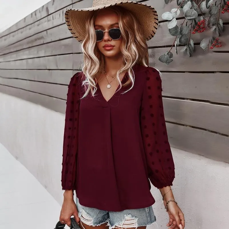 Women Chiffon Long Sleeve T-Shirt