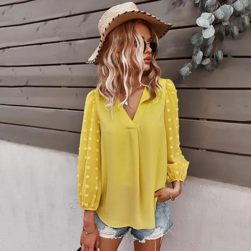 Women Chiffon Long Sleeve T-Shirt