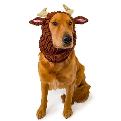 Zoo Snoods Reindeer Costume for Dogs & Cats Deer Antlers Brown